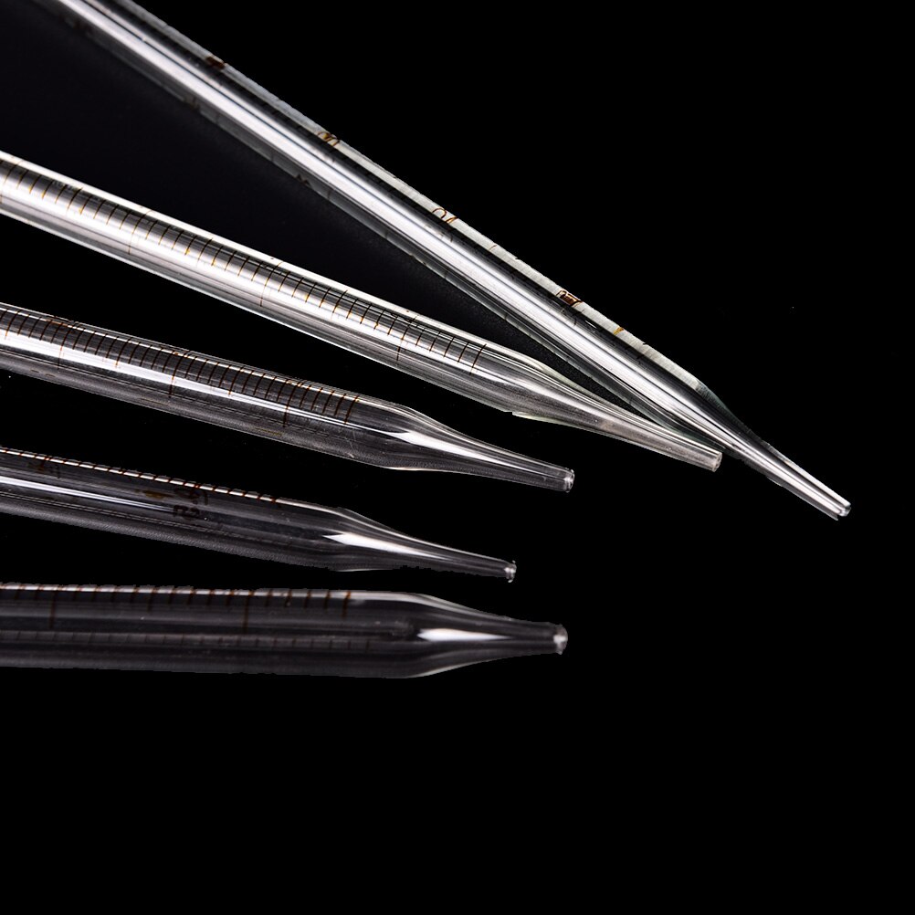 Lasipipetti kumilampulla laboratoriokemian tiputin annostelu laboratoriotarvikkeet 0.5ml 1ml 2ml 3ml 5ml