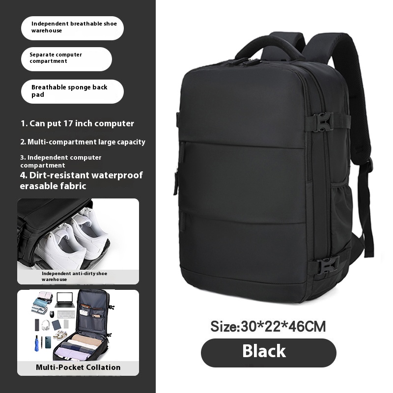 Mochila 40x20x25 Ryanair, mochila de viagem para mulheres e homens, item pessoal mochila de transporte, mochila para laptop de fim de semana de negócios: Preto
