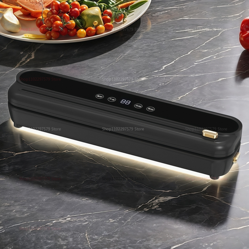 Elektrisk vakuumforsegler til tør/våd mad i hjemmet forseglet emballage til køkkenopbevaring af mad indbygget skærekniv køkkenredskaber