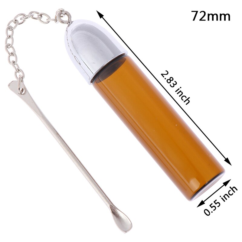 Glas Pil Doos Met Metalen Lepel Geneeskunde Opslag Container Dispenser Pil Case Clear Bruine Kleur 36 Mm/57 Mm/72 Mm: Brown 72mm