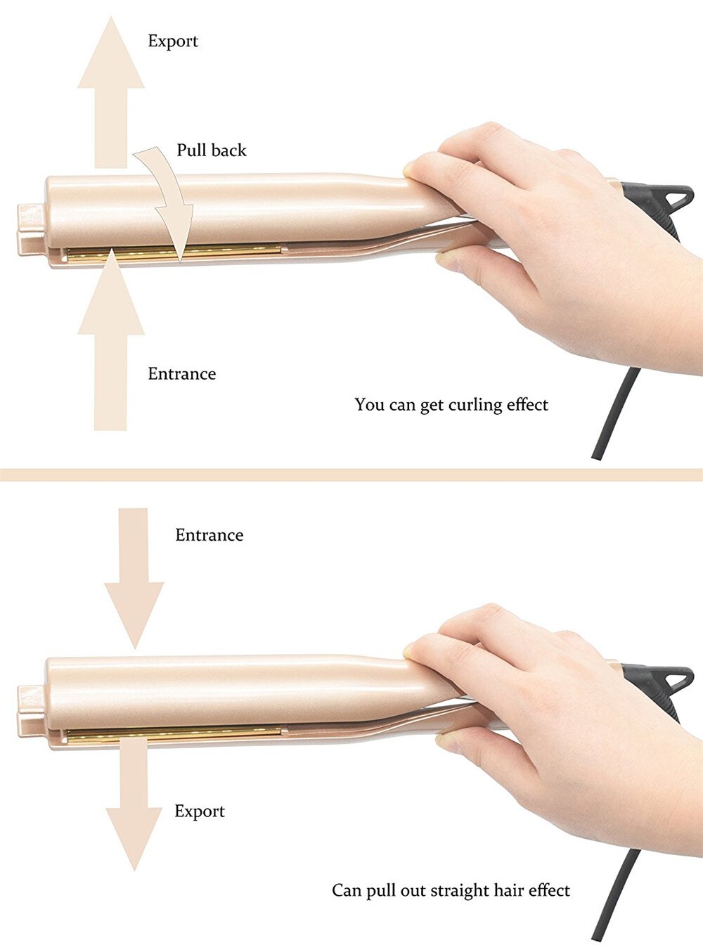2 in 1 Gold Twist Hair Curling & Straightening Electric Hair Straighteners Iron Curling Irons Ceramic Hair Curler
