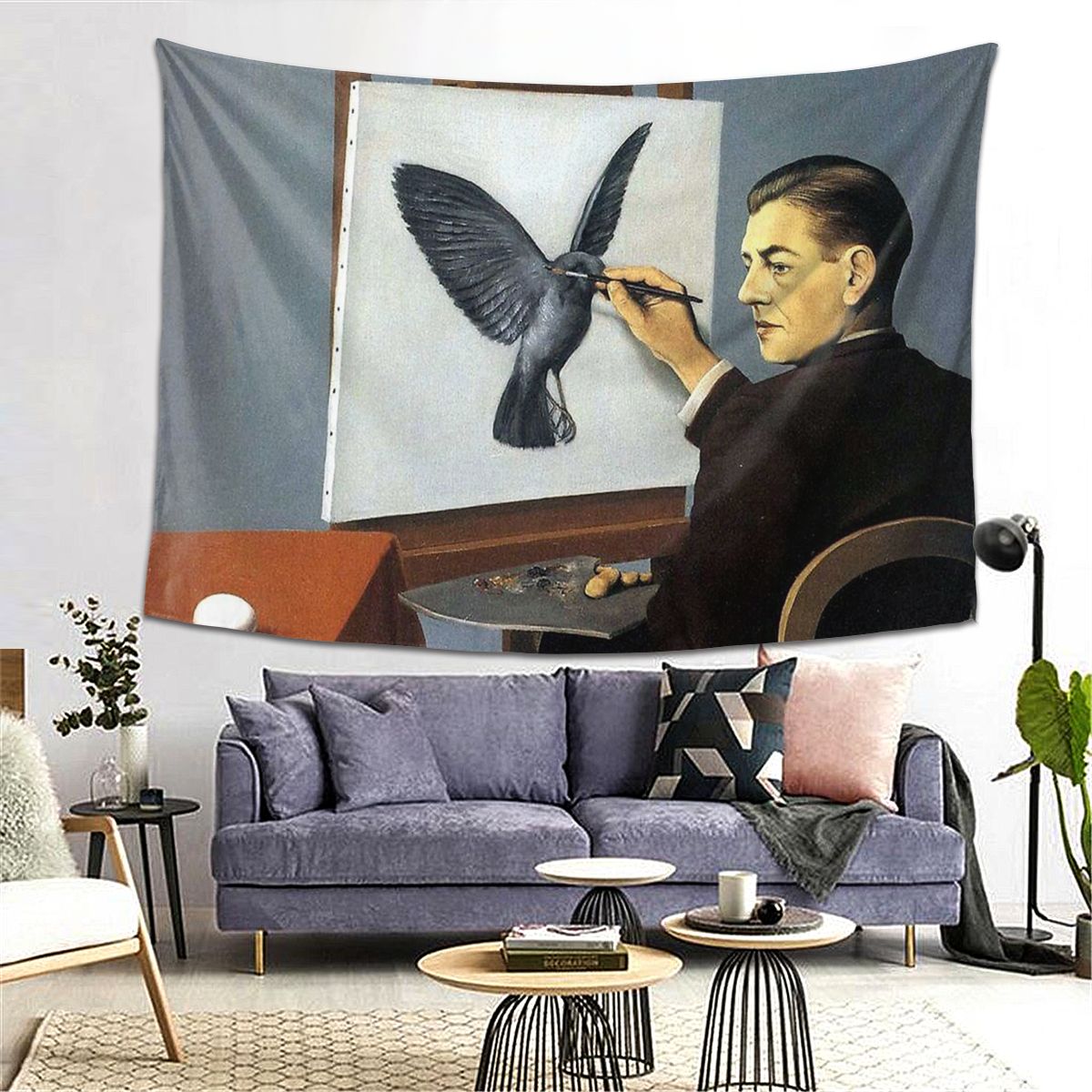 La chiaroveggenza Rene Magritte coperta da tappezzeria tenda da parete in poliestere decorazione per La casa: 229x152cm 90x60in