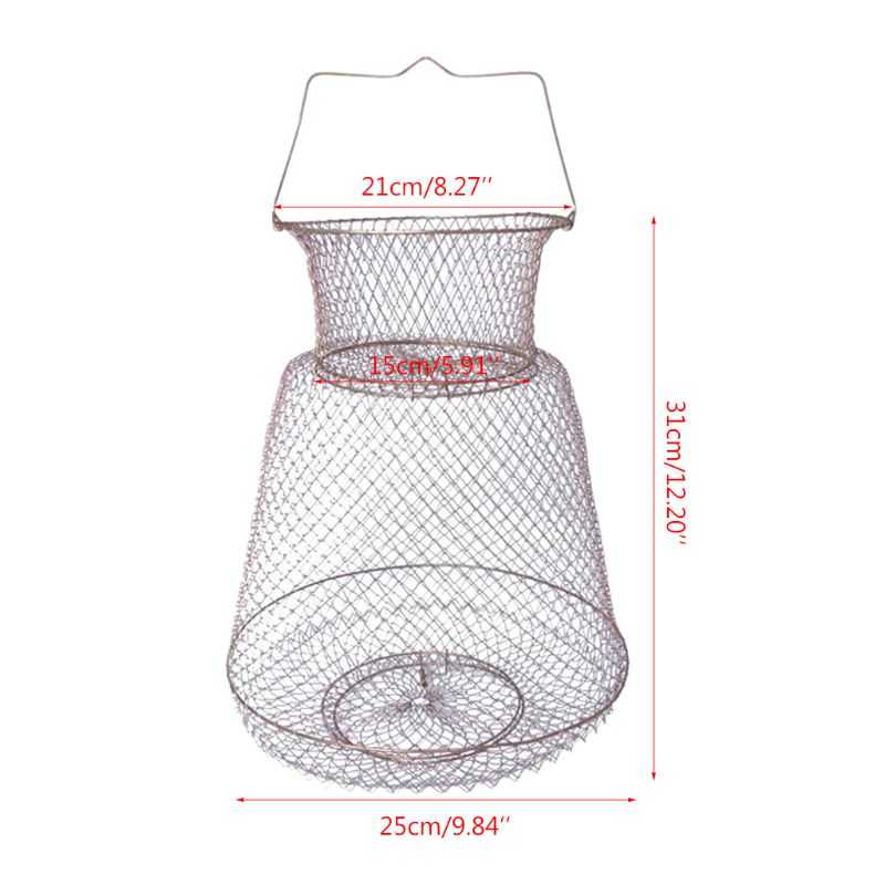 Opvouwbare Staaldraad Vissen Kooi Vis Krab Inktvis Opslag Draagbare Vis Mand