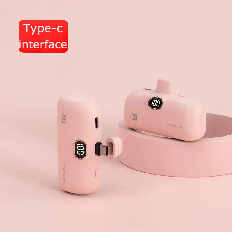 30000 mah mini trådløs powerbank kapsel hurtiglading mobil strøm nødstrøm eksternt batteri for type-c iphone chic powerbank: Rød / 10000 mah