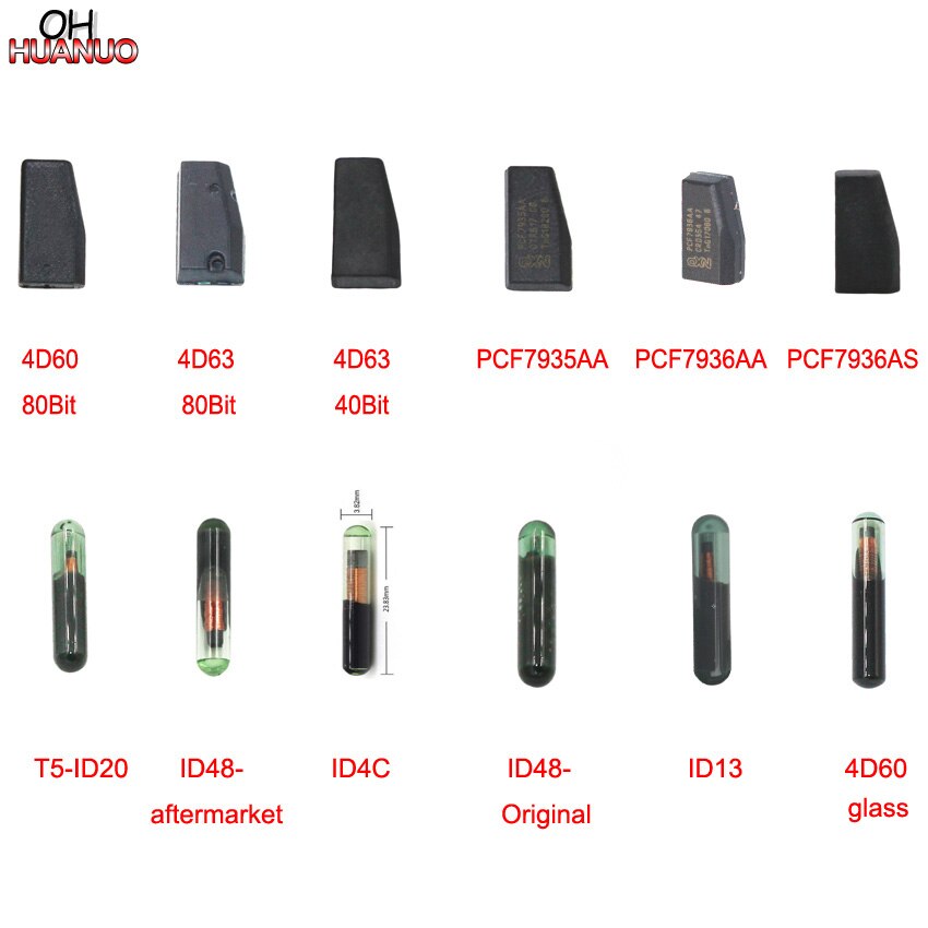 ! Transponder Auto Schlüssel Chip 4D60 4D63 ID48 ID13 ID4C PCF7935AA PCF7936AA PCF7936AS T5-ID20 4D60 Glas Chip