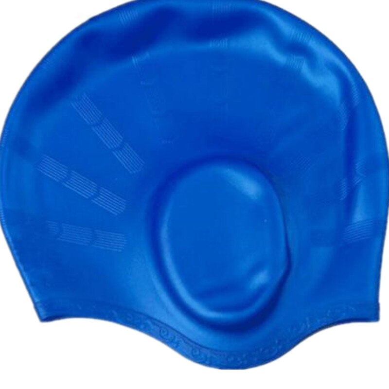 Flexibele Plastic Gel Douche Cap Voor Mannen En Vrouwen Geschikt Voor Badmuts Met Lang Haar Waterdichte Zwembad oor Cap: Blue