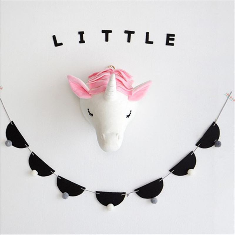 Baby børnehave 3d vægdekoration monteret kawaii fyldt elefant / giraf / zebra væghængende legetøj børneværelse dekor jul: Enhjørning