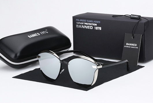 BANNED 1976 Luxury Women Sunglasses Round Ladies Vintage Retro Brand Oversized Female Sun Glasses oculos gafas: mirror