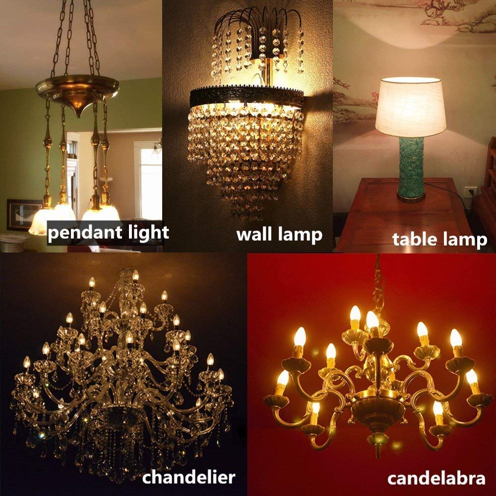 C35 4W E12 E14 candélabre ampoules LED 40 watts équivalent Dimmable 2700K blanc lustre ventilateur de plafond bougie ampoule