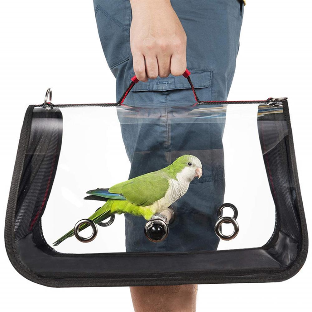 Jaula de viaje para pájaros, jaula transparente de PVC, transpirable, conveniente, bolso para mascotas