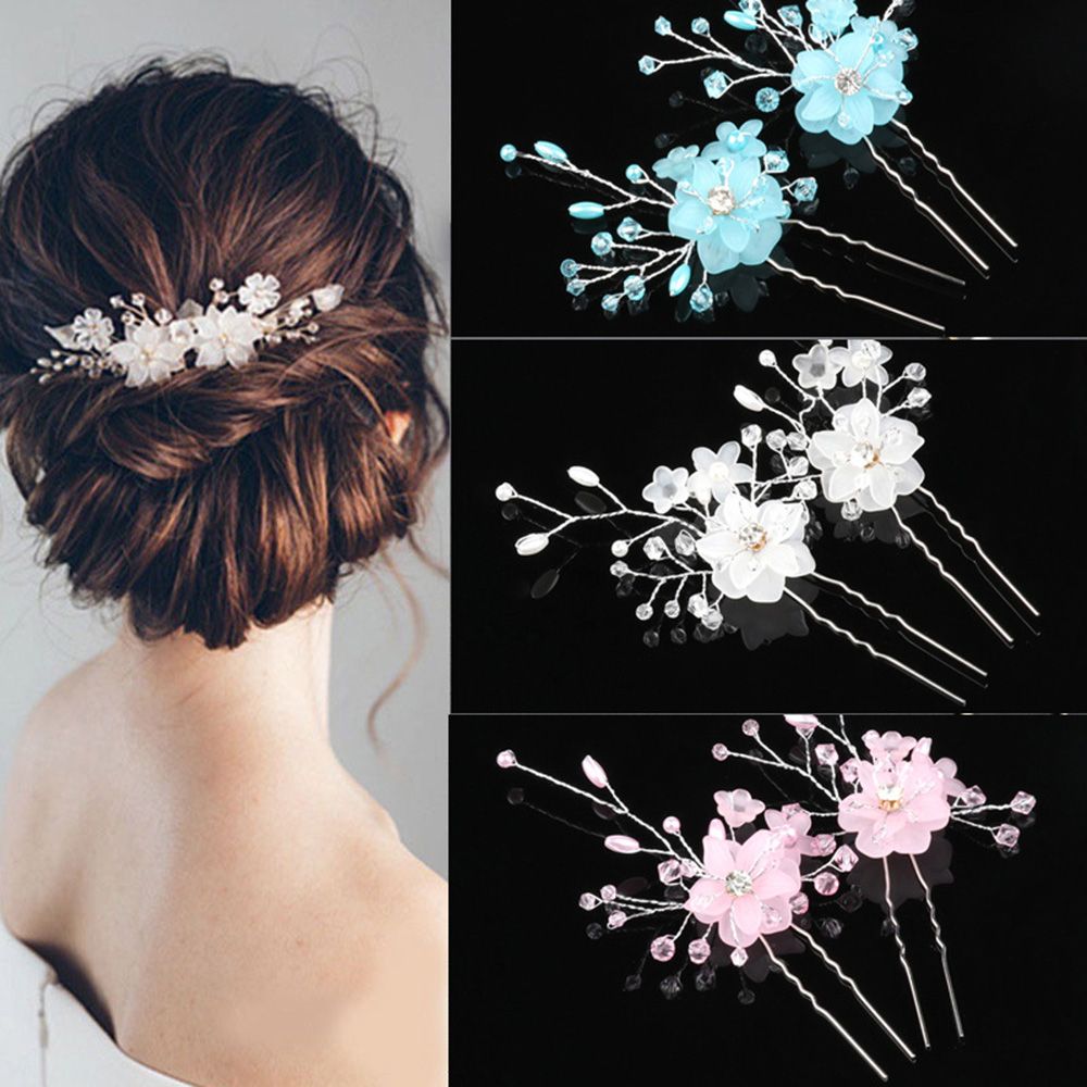 1 Stuks Bruids U-Vormige Pin Metalen Barrette Clip Haarspelden Strass Parel Vrouwen Haaraccessoires Bruiloft Kapsel Tools