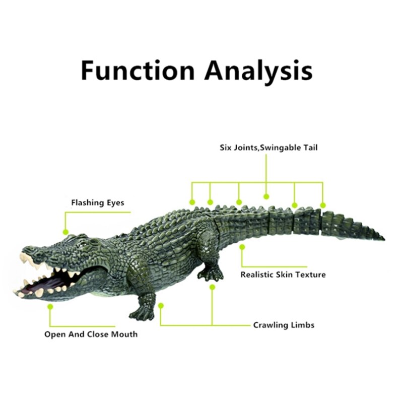 Highly Imitate RC Crocodile Simulation Crawling Flexible Swing Tail Light And Sound Infrared Realistic RC Animal Electric Toys