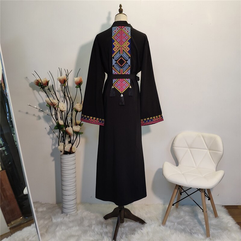 Sort cardigan dubai abaya kimono islam hijab muslimsk kjole abayas til kvinder kaftan kaftan marocain tyrkisk islamisk beklædning kjortel