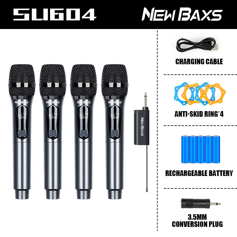 Wireless Microphone 2 Channels UHF Handheld Mic Micphone For Party Karaoke Church Show Meeting: GRAY