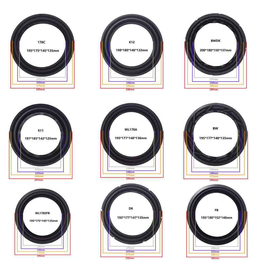 8 inch Speaker Rubber Surround Edge Woofer Repairing Folding Edge Subwoofer Ring DIY Repair Accessories Speaker Suspension