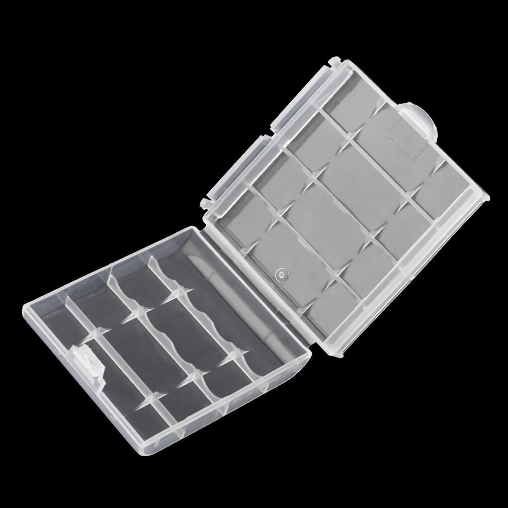 Witte Plastic Batterij Storage Box Case Cover Houder Transparant Hard Plastic Voor 4 Stuks Aa Aaa Batterijen