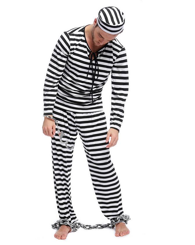 Adult Men Prison Costume Halloween Carnival Cospla... – Vicedeal