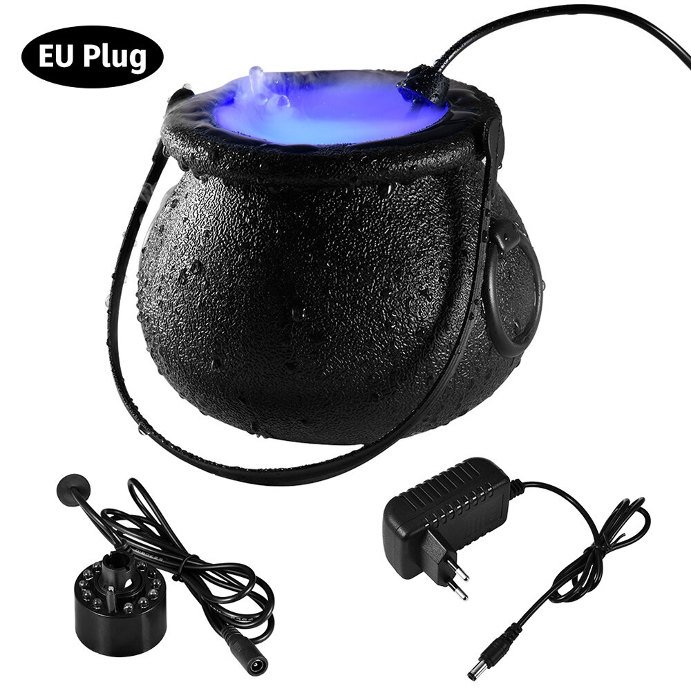 Humidificador LED para máquina de humo de bruja de Halloween, decoración espeluznante que cambia de Color, de escena DIY para de Halloween, juguete de broma: EU plug