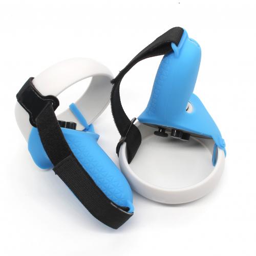 Halb Geschlossene 2-in-1 Bausatz Silikon Abdeckung Knöchel Gurt für Oculus Suche 2 VR berühren Regler schutzhülle Griff Griips: Blau