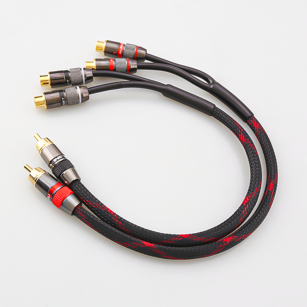 Câble Audio séparateur HiFi Y RCA mâle à 2 prises femelles, adaptateurs de connecteur RCA, cordon métallique pour amplificateur