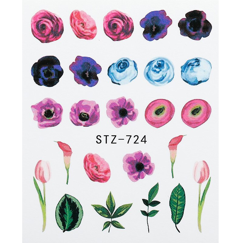 1 pcs Nail art water stok bloem kleurrijke decoratie sticker tips