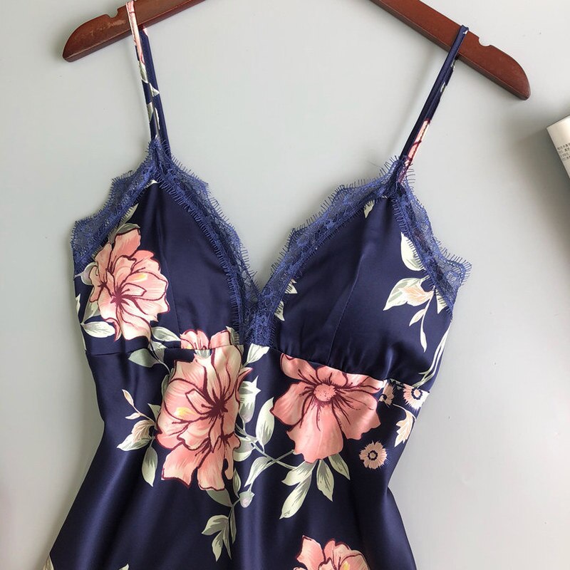 Nachthemden Vrouwen Mouwloze Bloem Printing Spaghetti Knielange Koreaanse Leisure Losse Elegante Womens Sleepshirt Nachtkleding