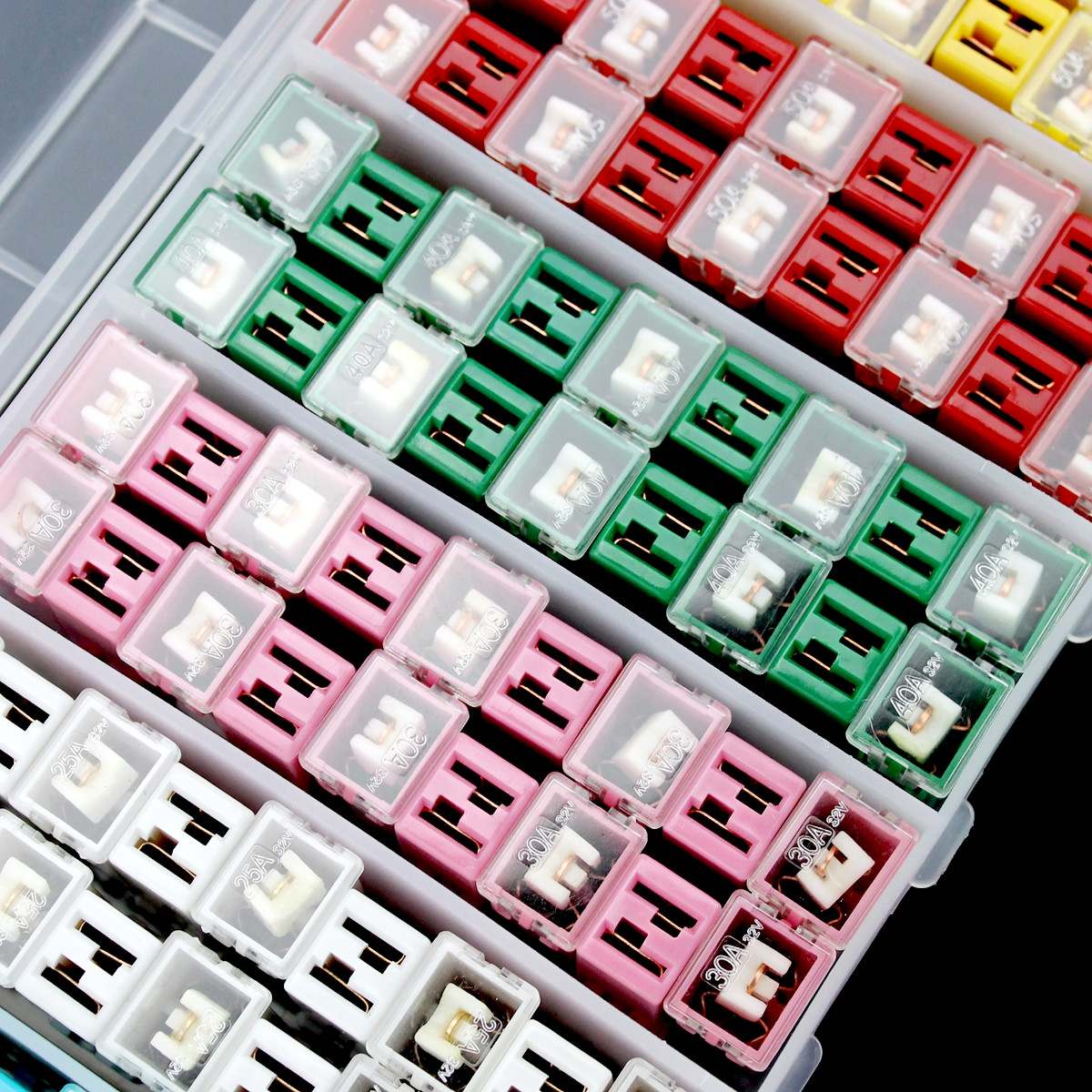 108Pcs Car Fuses Set with Box Japanese Auto Fuse 20/25/30/40/50/60A Pal Female Slow Blow Fuse for Nissan/Toyota/Honda/Mazda