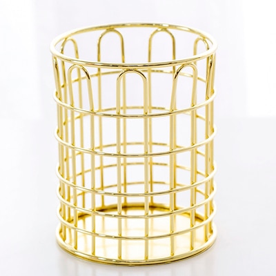 Ins skrivebord papirvarer indretning jern guld rose guld penneholder metal skrivebord organizer sød stempel pen holder kontor skrivebord tilbehør