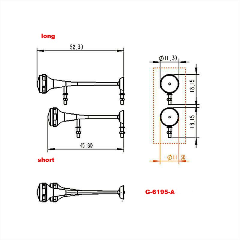 Lesu lång/kort plåttak visselhorn för 1/14 rc tamiya traktor lastbil scania benz man