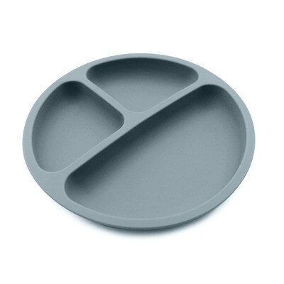 Baby Safe Siliconen Eetkamer Plaat Solid Leuke Cartoon Kinderen Gerechten Training Servies Kids Feeding Bowls: Blauw