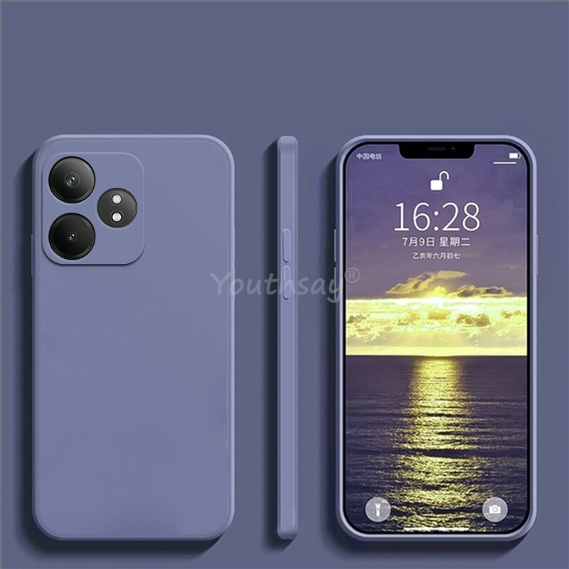 Pour Realme GT 6 étui Realme GT 6 couverture liquide Silicone plaine TPU Anti-chute téléphone protecteur couverture Realme GT 6 T étui: ABS / Violet