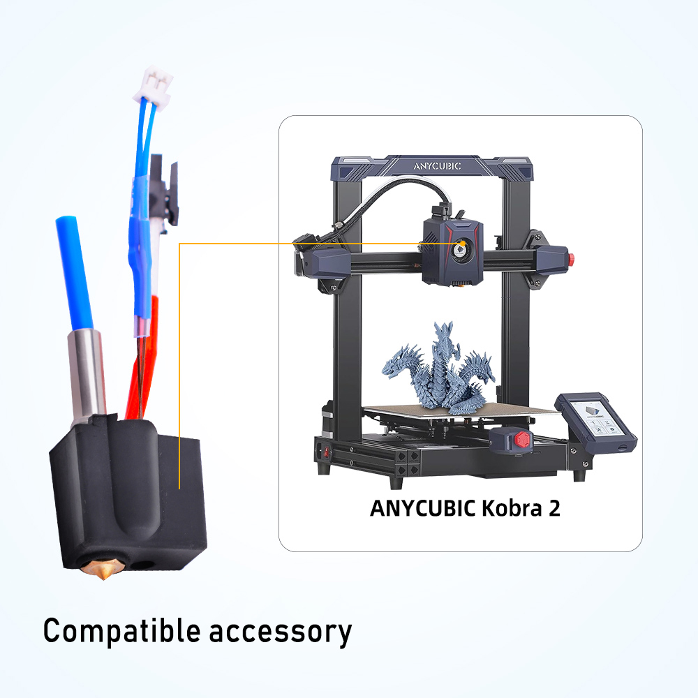 12V 24V J-Head Hotend with 0.4mm Nozzle Silicone Sock PTFE Tube for Anycubic Vyper Cobra Kobra2 Max Plus Mega Zero2.0 3D Printer