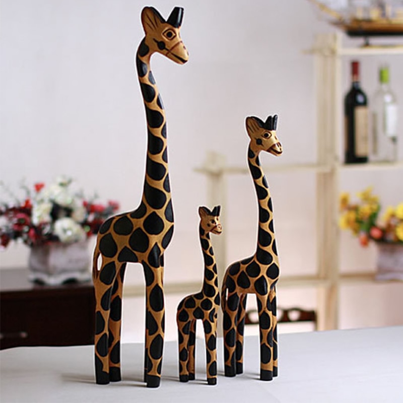3 Stks/set Houtsnijwerk Handwerk Creatieve Woninginrichting Giraffe Houten Giraffe Artikelen Voor Decoraties