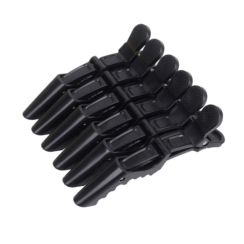 6 stks/partij Plastic Alligator Haar Clips Kappers Klemmen Klauw Sectie Kapper Styling Tools voor Salon Haarspeld Accessoires: Black