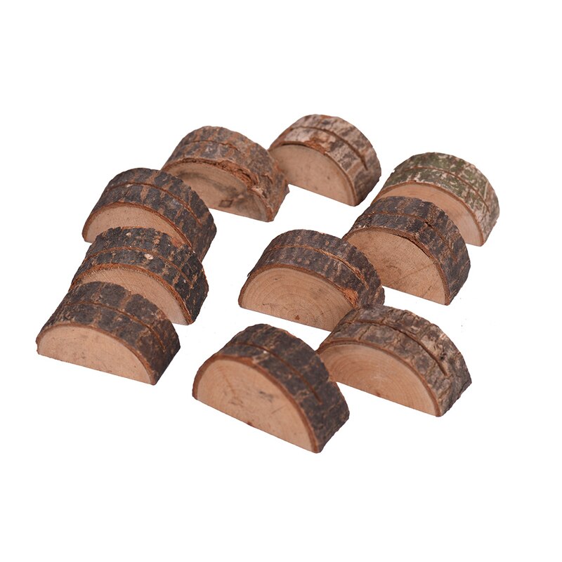 10Pcs Table Bark Memo Holder Stump Shape Menu Number Memo Stand Wedding Party Decor