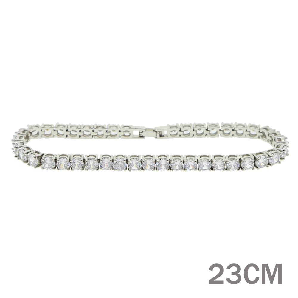 cz charm anklet 23cm 25cm iced out bling rose gold silver color clear cz 5mm tennis chain anklet for women leg jewelry: Silver 23CM