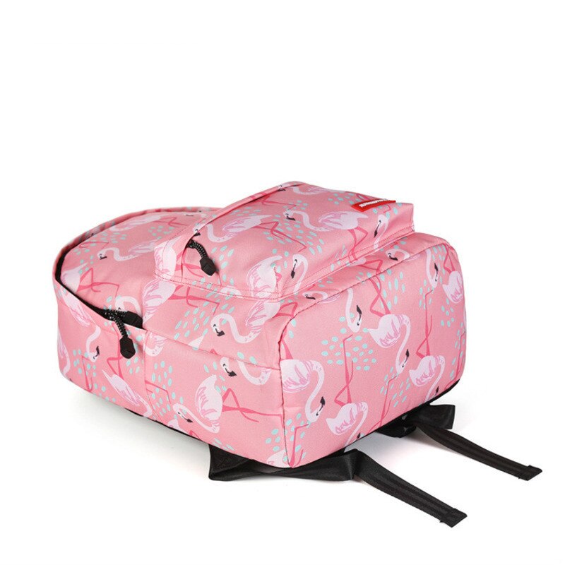 Børn skoletasker til piger pink flamingo trykte kvinder rygsæk stor nylon taske