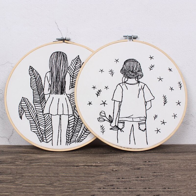 Sketch Simple Embroidery Kit Handmade DIY Fabric Novice European Embroidery Kit Home Decoration