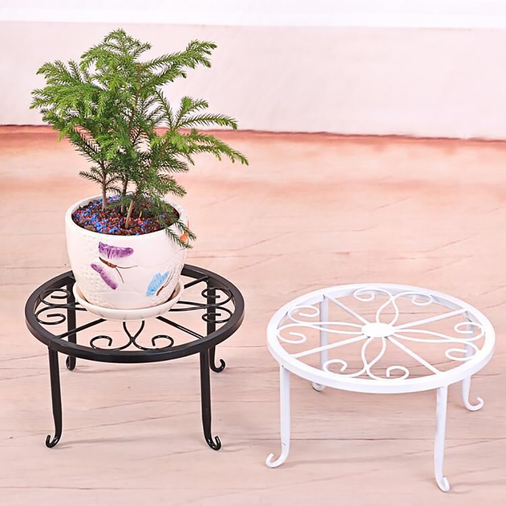 24x24x13cm Indoor Outdoor Plant Stand Metal Flowerpot Stand Round Iron Plant Pot Holder Black White Bronze Colour