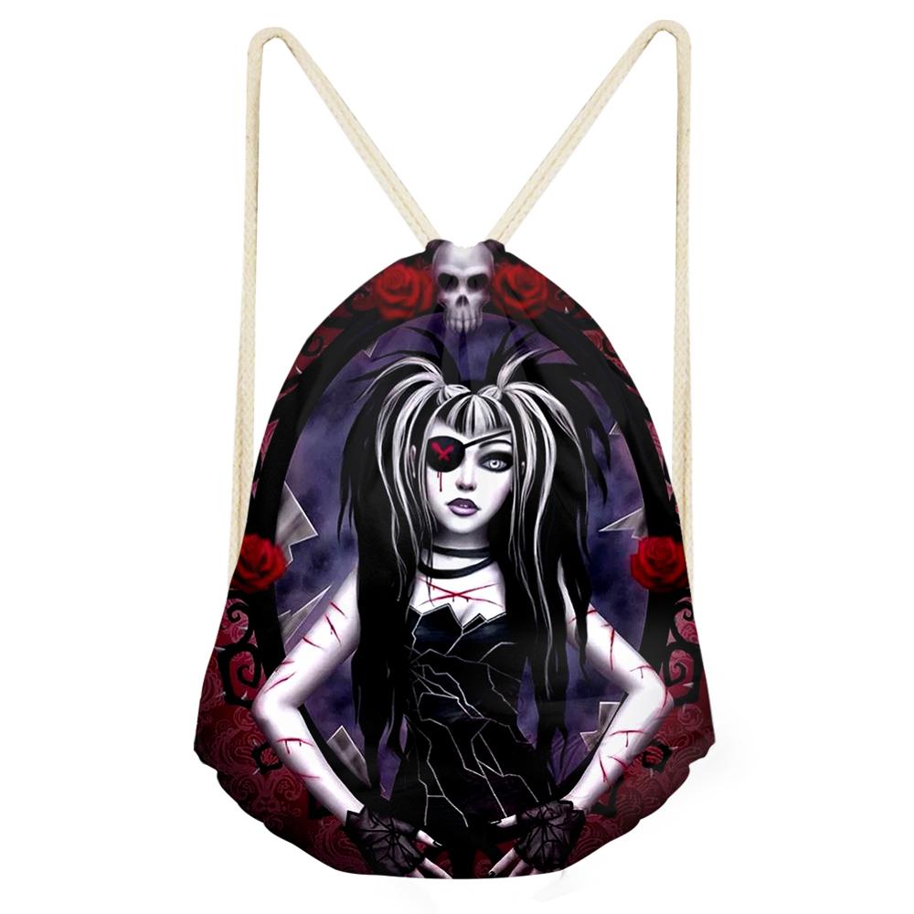 Gothic Dark Art Koord Tassen Voor Vrouwen Meisjes Trekkoord Rugzak Rugzak Black Travel Opslag Pouch Mochila Bundel Zak