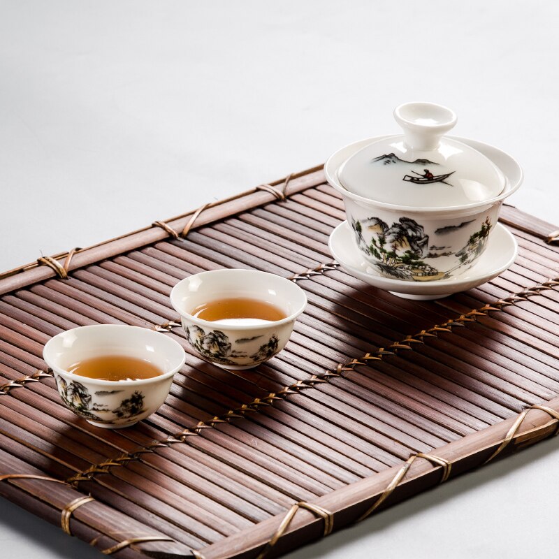 Gai wan tea set Bone China Tea Sets porcelain teapot tea set for travel Beautiful and easy kettle with 2 cups