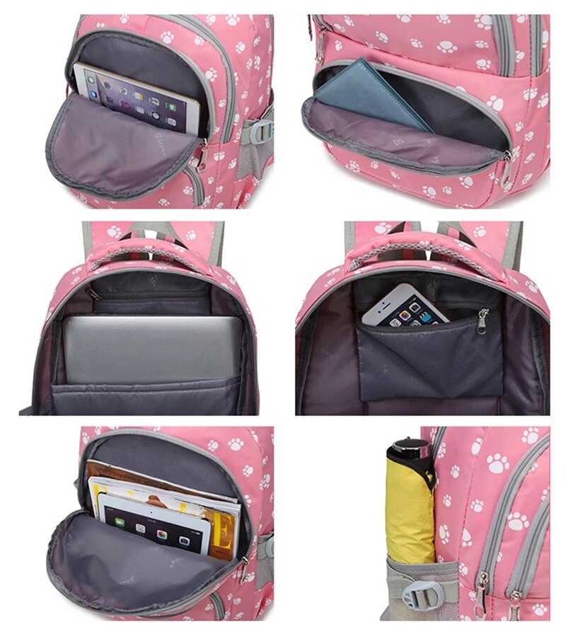 Zaini per bambini zaino Mochila escolar per ragazze zaino per scuola elementare impermeabile borsa per libri per bambini con stampa zampa di orso dei cartoni animati