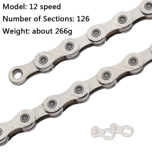Chaîne de vélo ajourée dorée arc-en-ciel, pour KMC X9 X10 X11 X12, 9/10/11/12 vitesses, pour vtt/vélo de route, 116L 126L: silver 12S