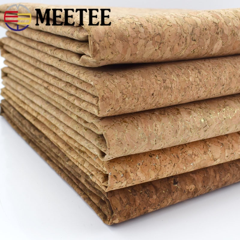 Meetee 90 x 140cm 0.5mm tissu en cuir de liège naturel pur tissu grain de bois matériau doux pour chaussures de fond sac à main décoration artisanat