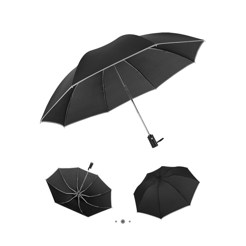 Paraguas plegable para mujer, sombrilla de viaje a prueba de viento, automática, color negro y gris, suministros de negocios, Unisex, # G9: Black