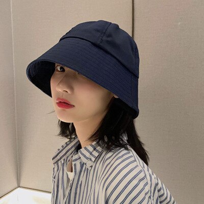 Zomerse stevige opvouwbare emmerpetten dames heren zomerhoeden kleppet vissershoeden zonnebrandcrème hoed anti-uv unisex: Marineblauw b