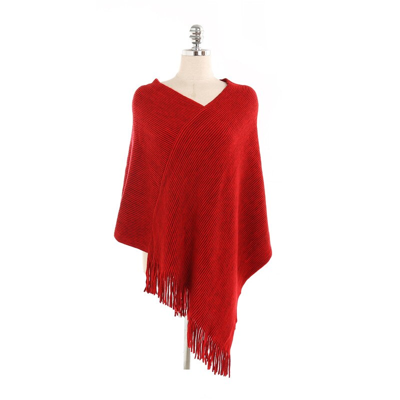 de invierno cálido Ponchos sólidos y capas para mujeres chales de gran tamaño envolturas de Cachemira Pashmina mujer Bufanda: 1