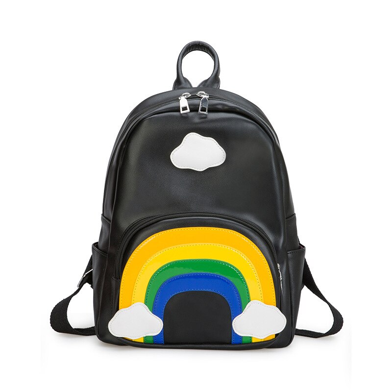 Zaino per scuola materna arcobaleno per bambina prevenire la perdita borsa per bambini borse per scuola genitore-figlio per borsa per bambini zaini per bambini carini regalo: grande nero