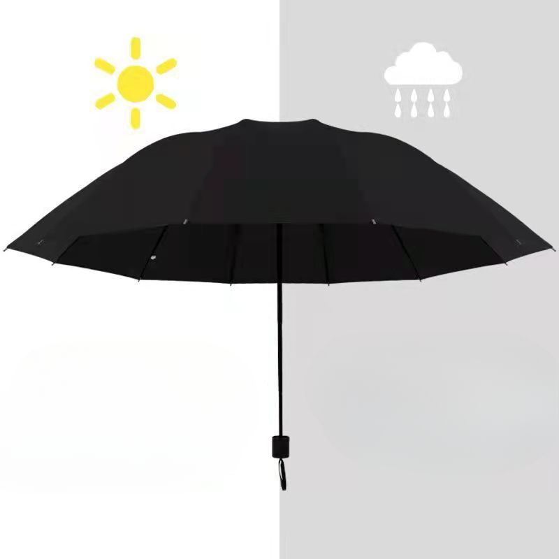 Paraguas plegable extra grande con doce varillas, tela resistente al viento y a la lluvia, adecuada tanto para días soleados como lluviosos, fácil de llevar: Verde