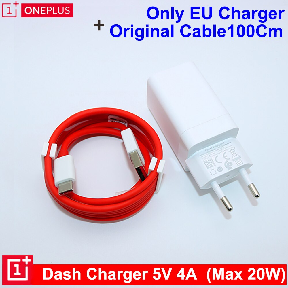 Eu/us /uk 20w original oneplus dash charger 5v/4a schnellladekabel 1m usb-c dash-kabel netzteil für oneplus 6t 5t 5 3t 3: 1m -zusatzkabel